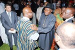 President Goodluck Jonathan 2nd right Welcoming the  Ghana Deputy High Commissioner, Amb. Charles Baah to the Presidential Cocktail  Reception for the Diplomatic Corps in Nigeria at the State House Abuja on Thursday 16th Jan. 2014