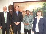 Country Director, Deutsche Fur Internationale Zusammenarbeit (GIZ), Dr. Thomas Kirsch,  Head of Component,  (GIZ), Alezander Werth, Honourable Minister of Industry, Trade and Investment,  Olusegun Aganga, German Ambassador to Nigeria, Her Excellency,  Dorothee Janetzke-Wenzel during a courtesy call to the Ministry Headquarters, Abuja