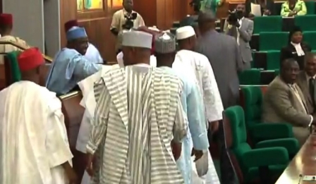 SCREEN GRAB OF THE 37 REP MEMBERS THAT DEFECTED TO APC FILING PAST SPEAKER AMINU TAMBUWAL