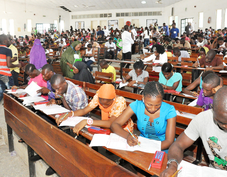 CANDIDATES WRITING THE UNIFIED TERTIARY MATRICULATION EXAMINATION IN ABUJA  ON SATURDAY (12/4/14).