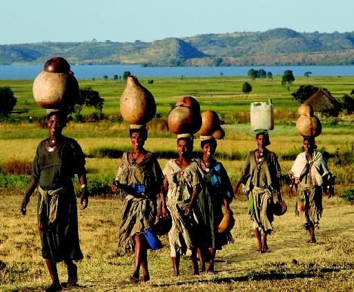 Women collecting water