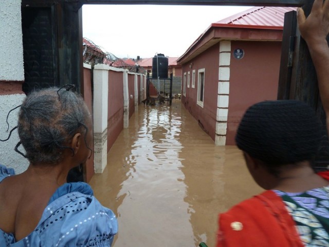 TRADEMORE ESTATE, AIRPORT ROAD, IN ABUJA FLOODED DUE TO A DOWNPOUR ON MONDAY MORNING (5/5/14).