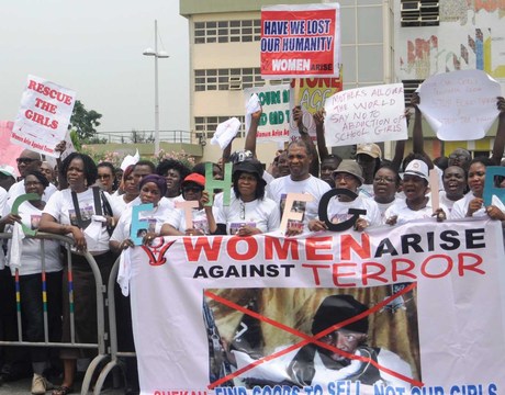 Northern Elders Caution Against Politicization Of Chibok Girls Abduction 3 WOMEN ARISE AGAINST TERROR PROTESTING AGAINST THE ABDUCTION OF CHIBOK SCHOOL GIRLS IN LAGOS ON MONDAY (12/5/14).