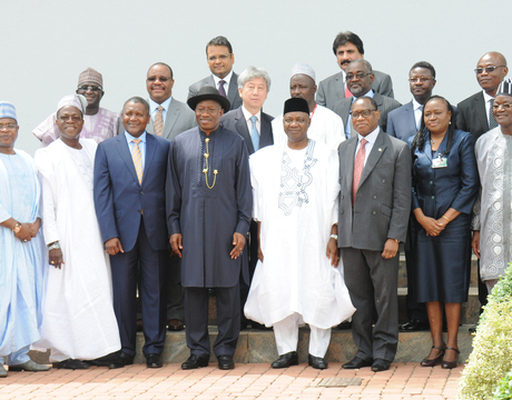 China’s Development, An Inspiration For Nigeria – Jonathan 3 PRESIDENT GOODLUCK JONATHAN (6TH-L); VICE PRESIDENT NAMADI SAMBO (6TH-R) AND MEMBERS OF THE PRESIDENTIAL ADVISORY COMMITTEE ON NIGERIA INDUSTRIAL REVOLUTION PLAN AFTER THEIR INAUGURATION IN ABUJA ON MONDAY (12/5/14).