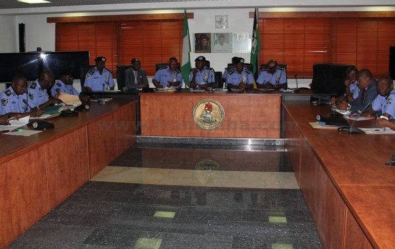 THE IG AND TOP POLICE ECHELON AT A MEETING YESTERDAY AT FORCE HEADQUARTERS