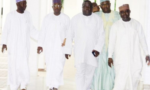 PRINCIPAL OFFICERS OF NASARAWA STATE ASEEMBLY AT THE PRESIDENTIAL VILLA, ABUJA RECENTLY