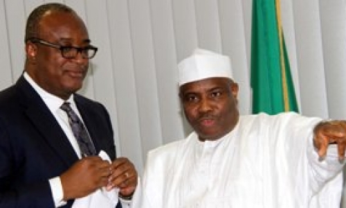 AMINU TAMBUWAL (R) & NBA PRESIDENT, AUGUSTINE ALEDEH