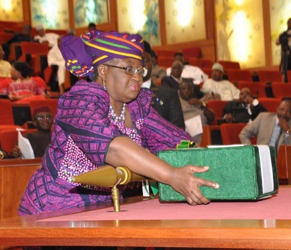 Finance Minister, Ngozi Okonjo-Iweala presenting the 2014 budget on behalf of President Goodluck Jonathan. She will represent him again today.