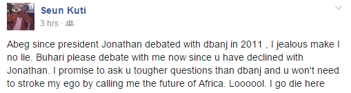 Seun Kuti Asks For A Debate With Gen. Buhari
