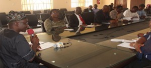 Ekiti State Deputy Governor, Dr Kolapo Olusola (left) in a meeting on security with some heads of tertiary institution in Ekiti State.