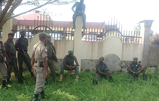Ekiti Group Applauds Abba’s Sack, Says “He Was Collaborating With APC To Remove Fayose From Office” 3 POLICEMEN MAINTAINING LAW & ORDER AROUND THE EKITI HOUSE OF ASSEMBLY COMPLEX