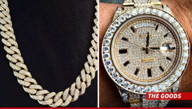 The expensive chain and wristwatch in contention