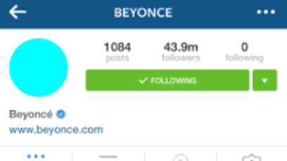 Pop star, Beyonce's instagram page