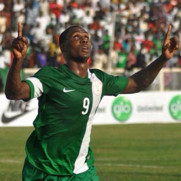 Jude Ighalo Celebrates His First Goal for Nigeria on His Competitive Debut.