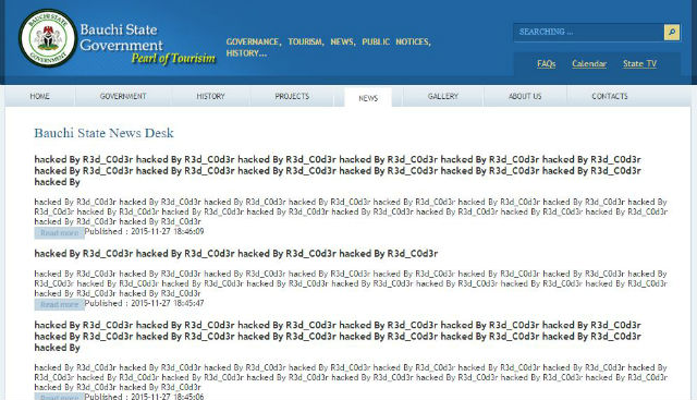 Screenshot of Bauchi State Government News Headlines Page