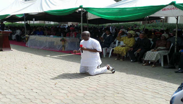 Governor Fayose Warns Those Plotting His Impeachment In 2016 To Desist Or Risk Divine Indignation 1 Governor Ayodele Fayose during the prayer session held at the governor’s office in Ado Ekiti on December 22, 2015
