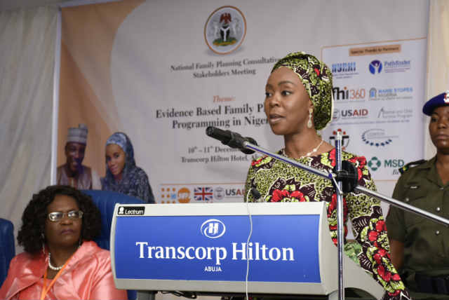 Wellbeing Foundation Africa Addresses Unmet Need for Family Planning in Nigeria 1 Wife of Nigeria Senate President, Her Excellency, Mrs Toyin Saraki Delivering a Speech on Behalf of The Wife of the President of the Federal Republic of Nigeria, Her Excellency Mrs Aisha Buhari at the UNFPA Family Planning Stakeholders Consultative Meeting