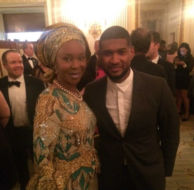 H.E Mrs Toyin Saraki and Usher at White House Tribute To Ray Charles