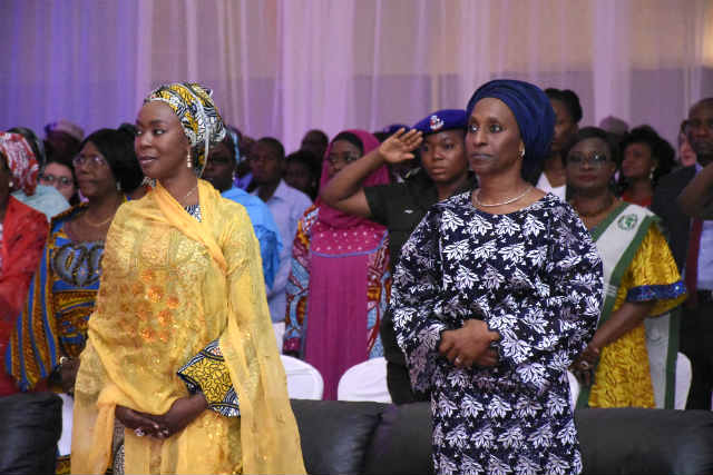 L to R: Her Excellency Mrs Toyin Saraki, Founder – President with Her Excellency Mrs Dolapo Osinbanjo at the Launch of the UNFPA/UNICEF Programme on FGM/C (Female Genital Mutilation/Cutting) in Nigeria 
