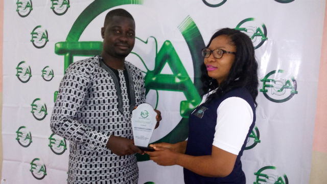 Omoilu Foundation Wins Patriotic Service Award 1 Receiving the Award, the media officer of the Foundation, Mr. Oyejide Sunkanmi