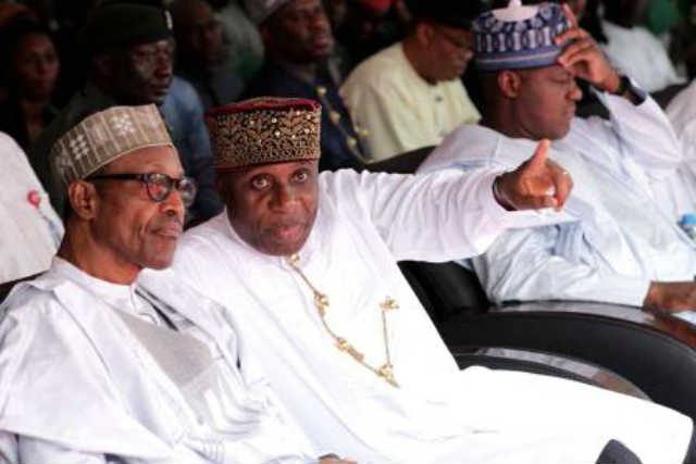 RT Hon Chibuike Rotimi Amaechi pointing to President Muhammadu Buhari that Nigeria will be great
