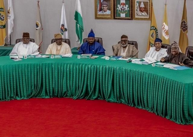 Southwest Governors Forum featuring Ekiti Governor Ayodele Fayose, Lagos Governor Akinwunmi Ambode, Ogun Governor Ibikunle Amosun, Ondo Governor Rotimi Akeredolu, Osun Governor Rauf Aregbesola, and Oyo Governor Abiola Ajimobi