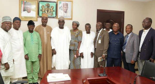 Members of the Nigeria Association of Hydro Geologists on Courtesy Visit to Engr Suleiman H Adamu Minister of Water Resources