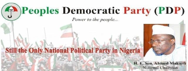 Peoples Democratic Party PDP National Executive Committee mask head with Ahmed Makarfi