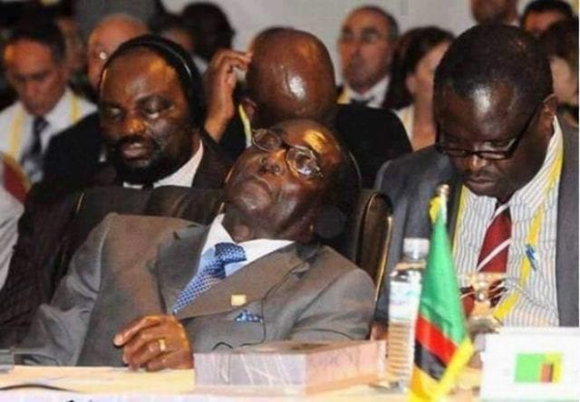 Zimbabwe's President Robert Mugabe and Aides fell asleep at an Event