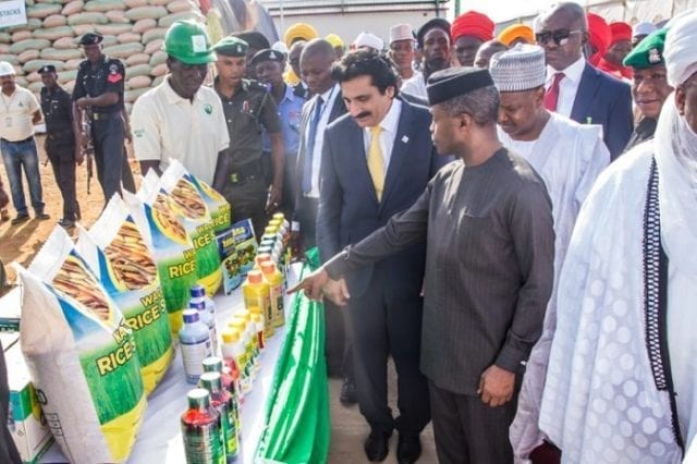 Ag-President Yemi Osinbajo at the commissioning of Parboiled Rice Mill in Kebbi State