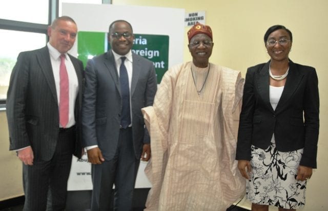 Minister of Information and Culture, Alhaji Lai Mohammed with the management of the Nigeria Sovereign Investment Authority at the corporate headquarters of the Authority in Abuja on Monday, August 7, 2017