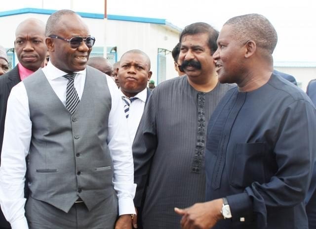 Dr. Ibe Kachikwu, Devakumar Edwin, and Aliko Dangote