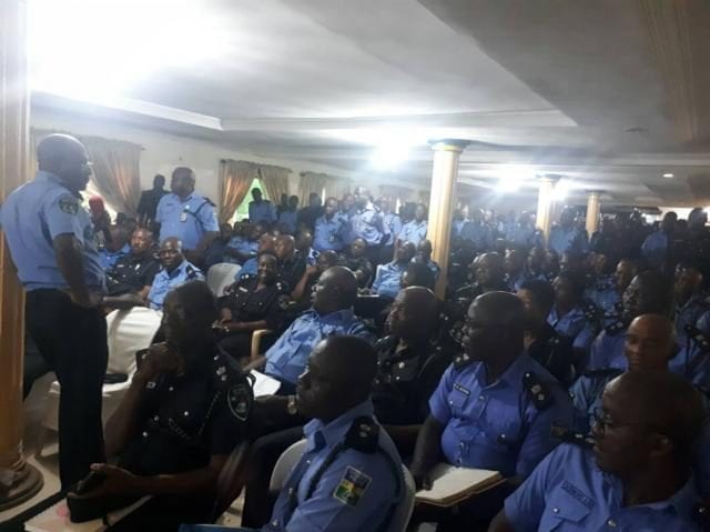 Lagos State Commissioner of Police, CP Fatai Owoseni lecturing Police Personnel
