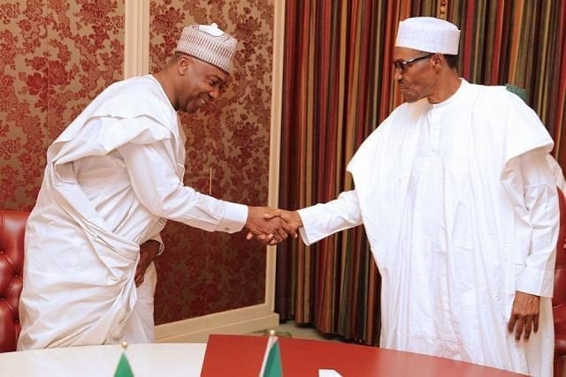 Nigeria's Senate President, Dr. Abubakar Bukola Saraki with President Muhammadu Buhari