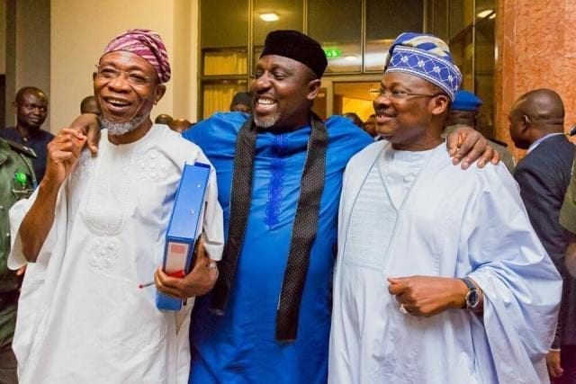 Osun State Governor Rauf Aregbesola, Imo State Governor Rochas Okorocha and Oyo State Governor Abiola Ajimobi