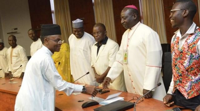 Kaduna State Governor Nasir Ahmad El-Rufai received Stakeholders from Southern Kaduna which included Air Commodore E.K. Jekada and Bishop George Dodo, Catholic Bishop of Zaria