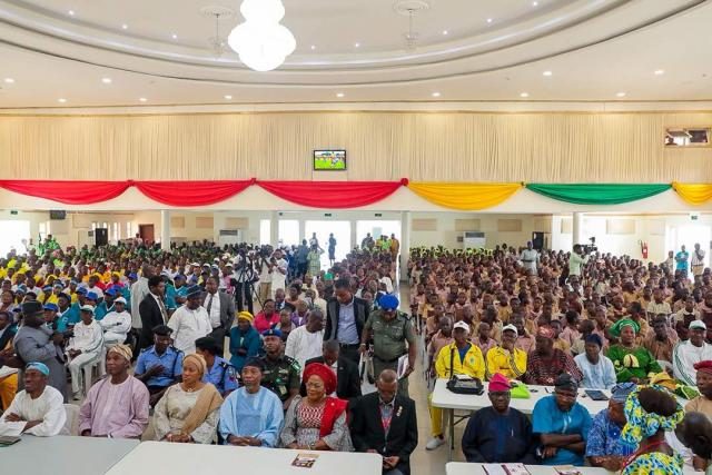 Governor Rauf Aregbesola with wife, Deputy Governor and Cross Section of Participants during the state's Calisthenics Competitions which held in the 9 Federal Constituencies in the state.