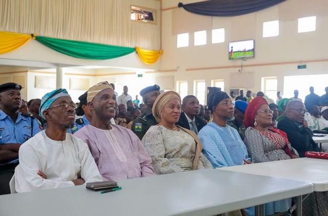 Governor Rauf Aregbesola with wife, Deputy Governor and Cross Section of Participants during the state's Calisthenics Competitions which held in the 9 Federal Constituencies in the state.