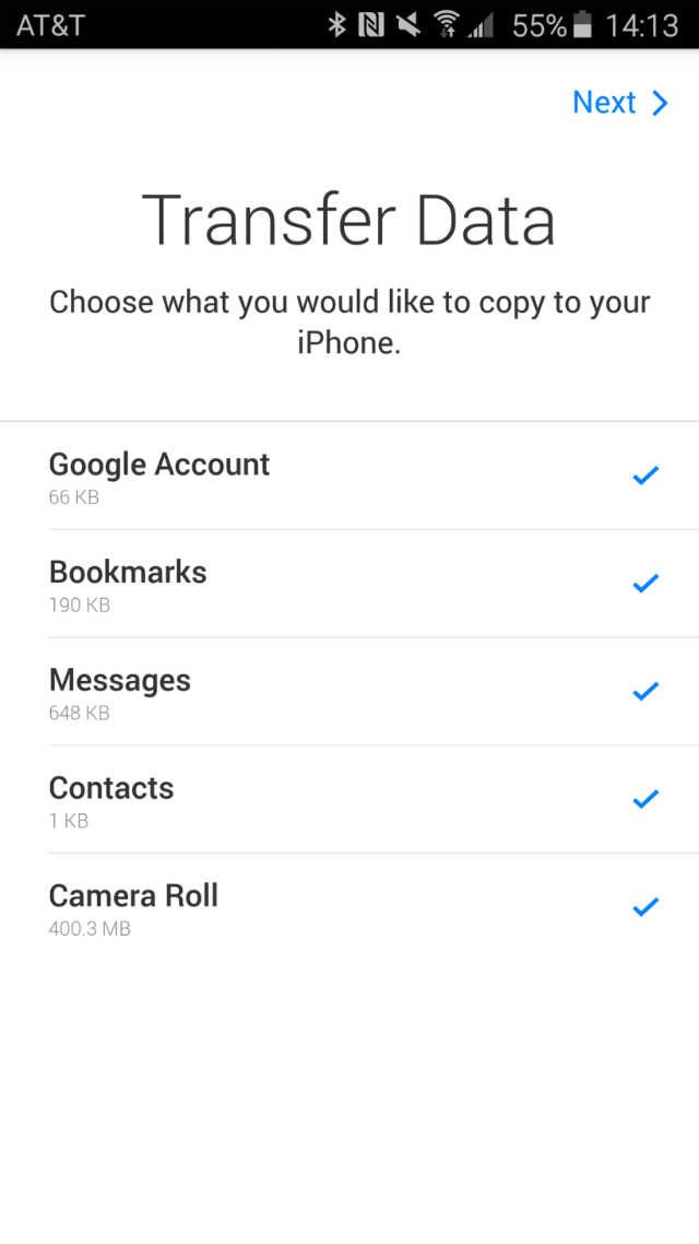 Copy Content from Android to iPhone X