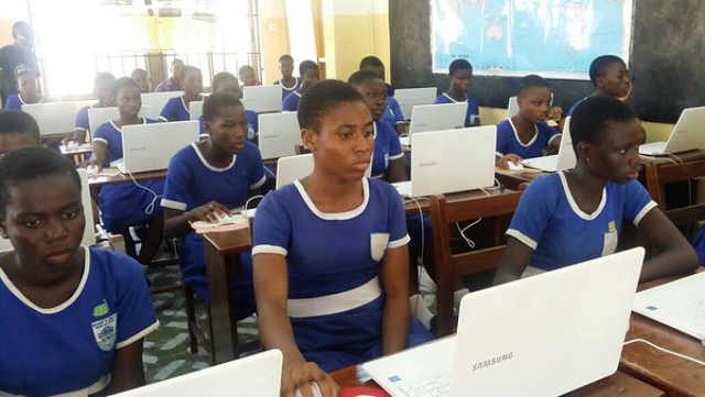 Cross-section of young Africans learning basic coding skills during Africa Code Week 2017 in Ghana