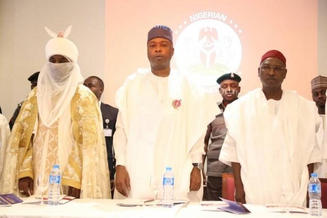 Emir Sanusi Lamido Sanusi, Senator Bukola Saraki, others at the Senate Roundtable Discussion on Drug Abuse in Nigeria on 18th Dec 2017