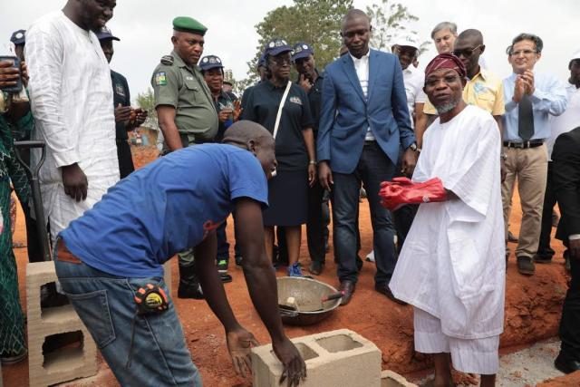 Osun State Governor Rauf Aregbesola laying foundation of a water scheme in Ilesa on Monday 18 December, 2017