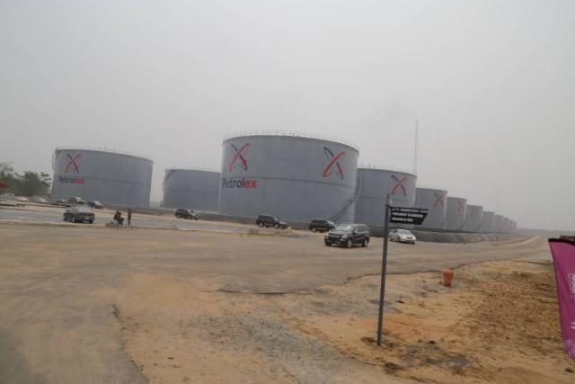 Side view of the 300m litres Petrolex Mega Oil City's Tank Farm