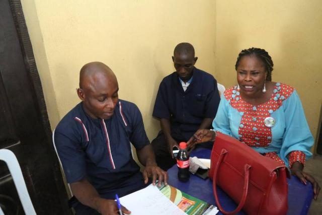 Hon Kehinde Alaka, Mr Mufutau Oni and Hon Funmi Desalu coordinating the registration of participants