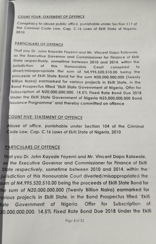 Ekiti State Government Count Charges against Ex-Governor Kayode Fayemi and his Finance Commissioner 