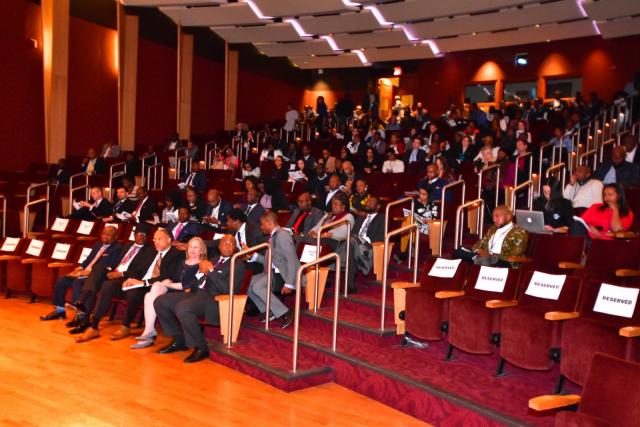 Participants listening to Keynote Address being delivered by Dr Bukola Saraki at Georgetown University, Washington D.C’s Africa Business Conference (#GTABC2018)
