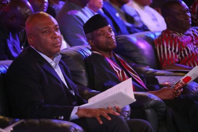 Senator Bukola Saraki and VP Yemi Osinbajo at the Night of Tribute and Songs organized in honour of the late statesman, Dr Alex Ekwueme