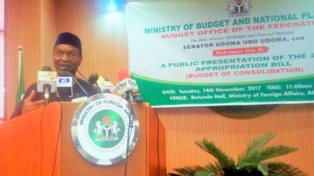 FG sets to make States Integral Part of the ERGP Lab Process 1 Senator Udoma Udo Udoma during a Public Presentation on Appropriation Bill - November 2017