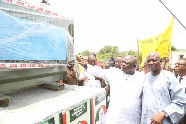Adebutu donates 500kva Transformer to Imasayi Town as Hundreds decamp to PDP in Ayetoro 1 Hon Ladi Adebutu hands over the 500KVA transformer at Imasayi