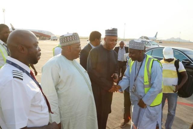 Senator Bukola Saraki departs Nigeria aboard Arik Air to address Ghanaian Parliament on Good Governance in Africa